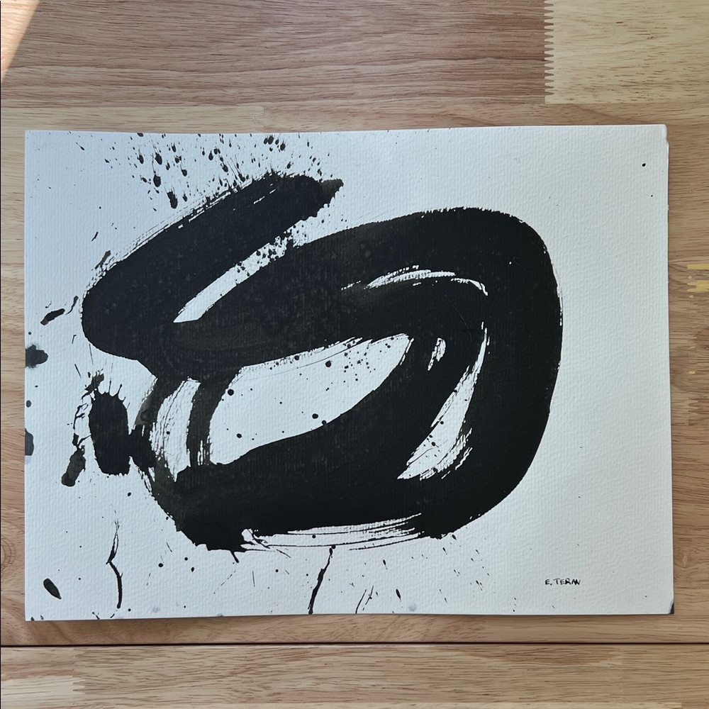 Original Abstract Black Ink Art on paper
